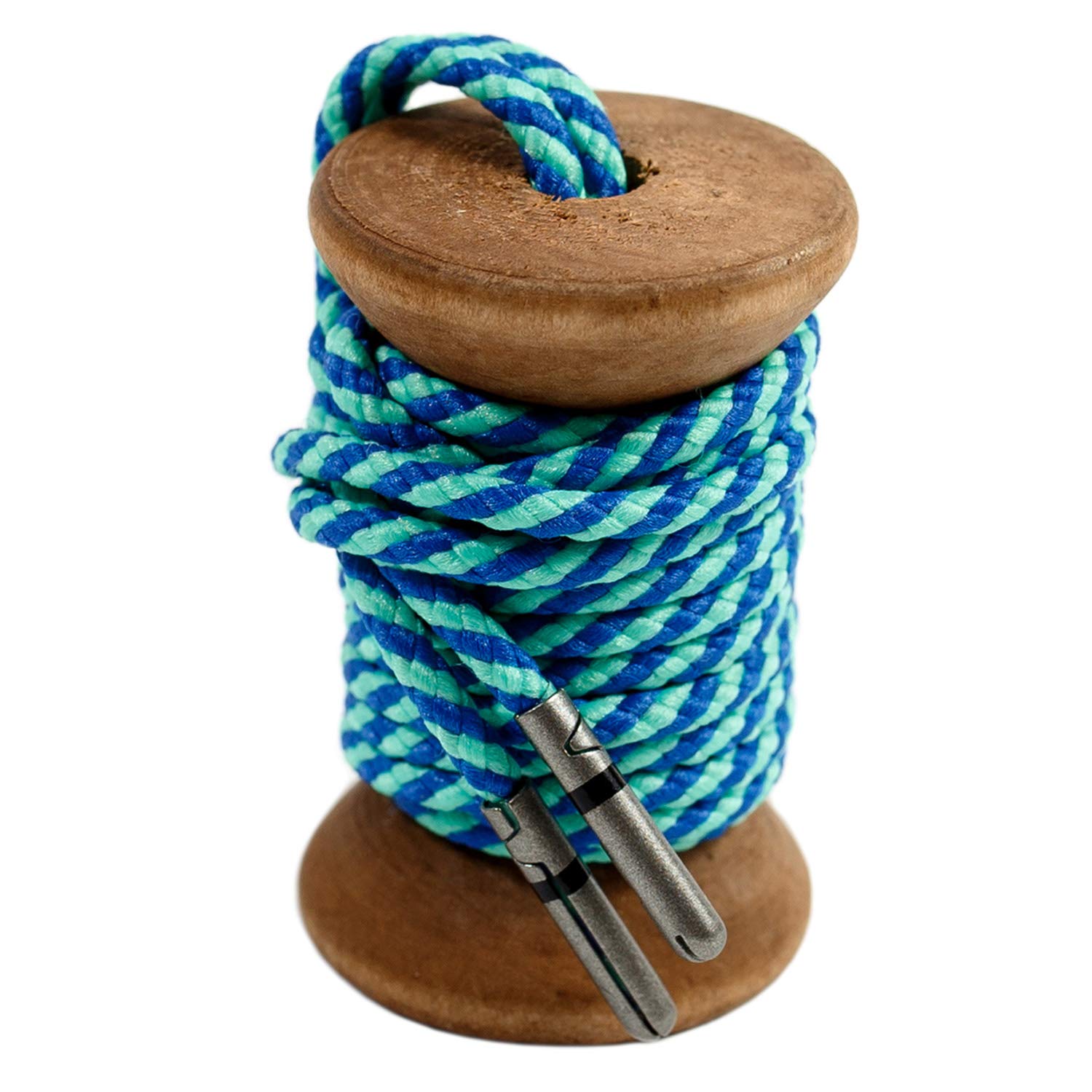 Whiskers Laces Nylon/Poly Weave Striped Shoelaces for Men's Dress Shoes with Metal Tips