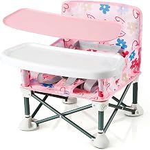 PandaEar Portable Baby Seat Travel| Compact Fold with Straps for Indoor/Outdoor Use| Great for Camping, Beach, Lawn |Toddlers, Kids, Boys, Girls with Placemat, Pink