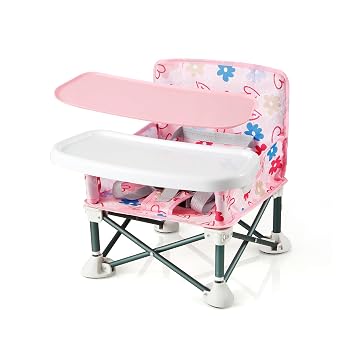 PandaEar Portable Baby Seat Travel| Compact Fold with Straps for Indoor/Outdoor Use| Great for Camping, Beach, Lawn |Toddlers, Kids, Boys, Girls with Placemat, Pink