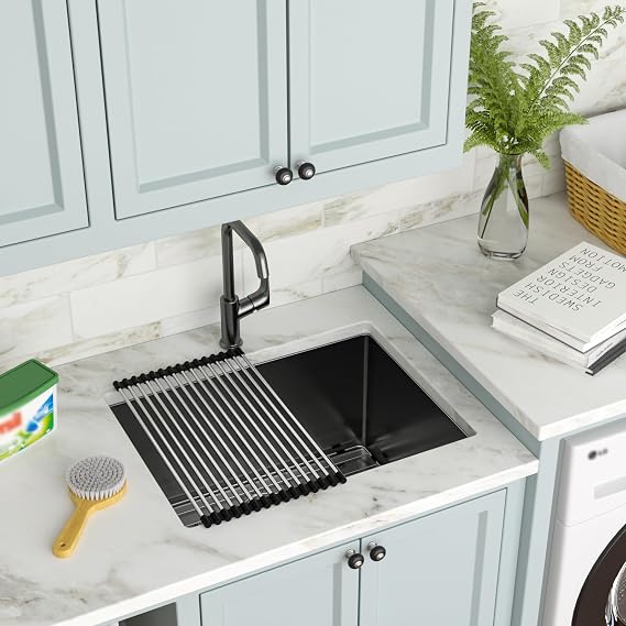 24 Inch Black Undermount Stainless Steel Laundry Sink