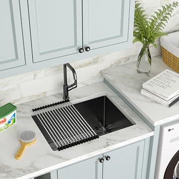 24 Inch Black Undermount Stainless Steel Laundry Sink