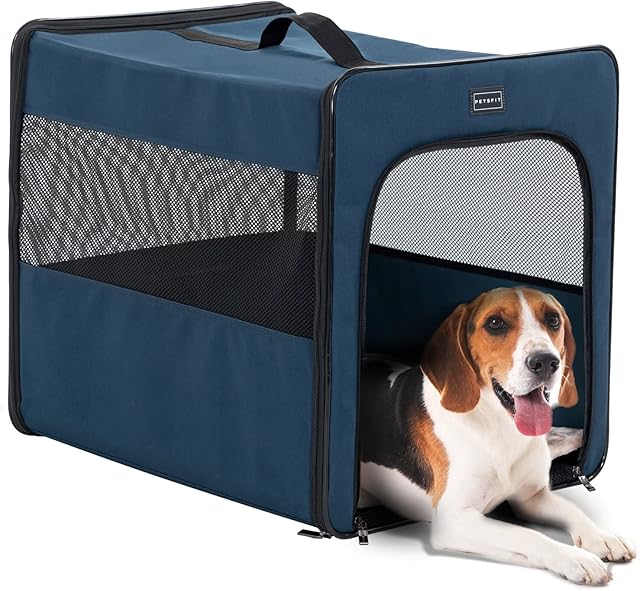 Petsfit Dog Travel Crate Lightweight Dog Crate,Portable Dog Crate,Foldable Fabric Extra Large Dog Crate with Fleece Mat