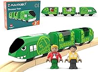 ZMAYABBO Battery Operated Dinosaur Train Set for Wooden Tracks - Motorized Electric Train for Toddlers, Compatible with Thomas & Friends, Brio