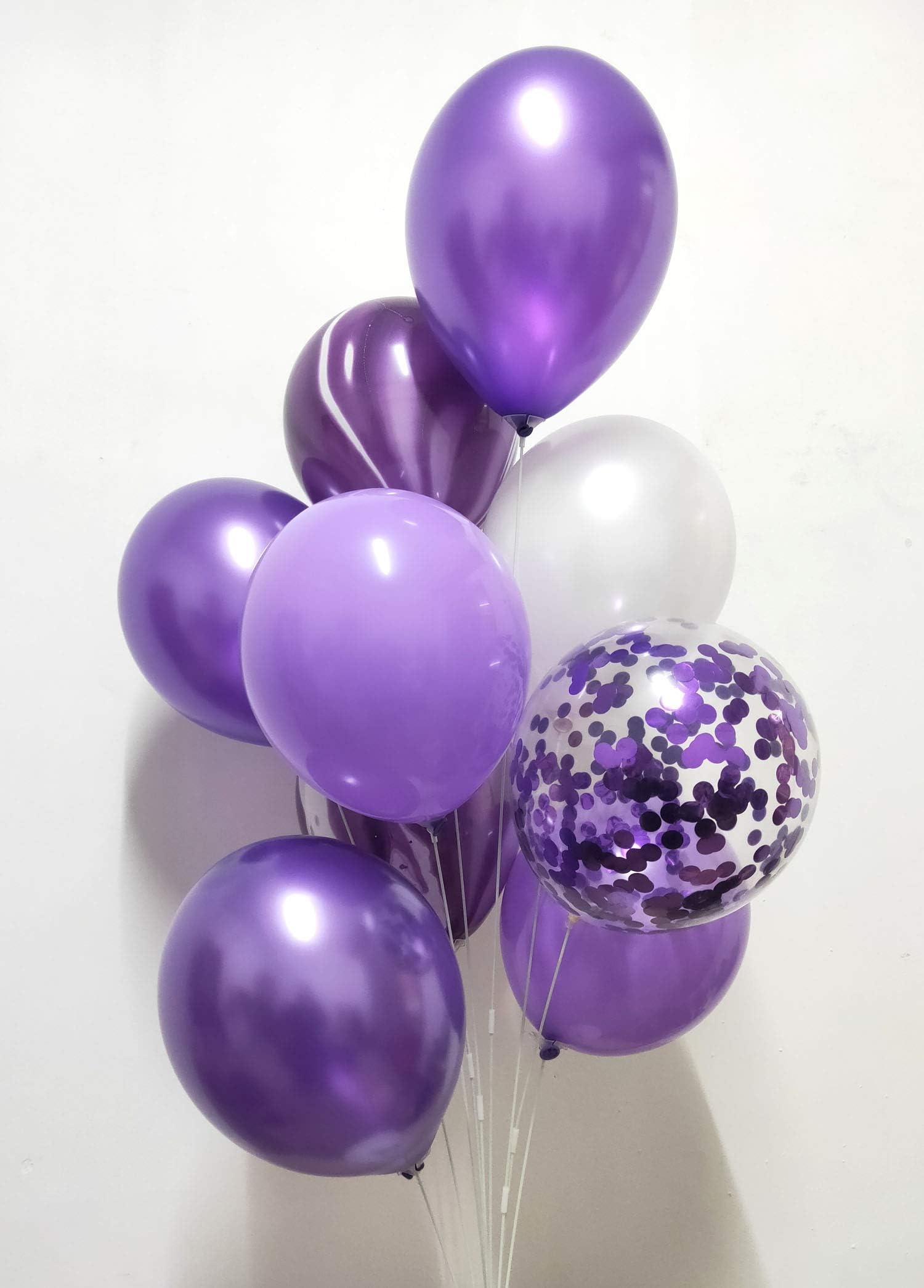 yuqinBB 60Pieces 12 Inch Purple Balloons Set Purple Confetti Lavender and Chrome Purple Balloons for Wedding Birthday Party Decoration Purple Balloon Garland Arch Graduation (Purple)