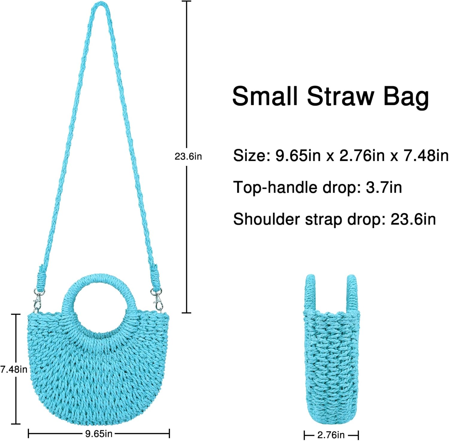 Womens Straw Beach Bag Woven Crossbody Shoulder Bags Top Handle Satchel Handbag Purse for Summer - Image 6