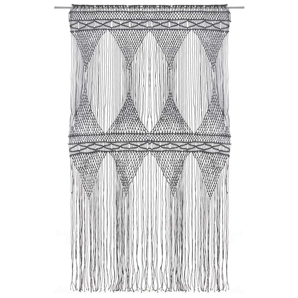 Rideau en macramé Anthracite 140x240 cm Coton Lavable à Basse température pour décoration intérieure séparateur de pièce fenêtre Porte Salon Chambre Cuisine