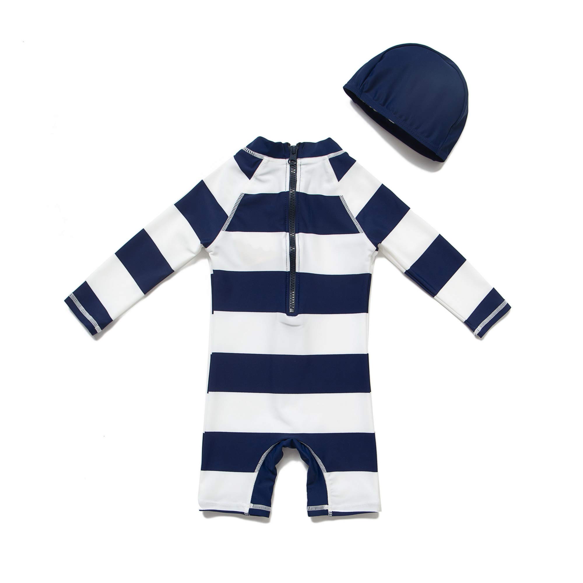 BONVERANO Baby Boys Sunsuit UPF 50+ Sun Protection All in One with Zipper Swimwear with Sun Hat