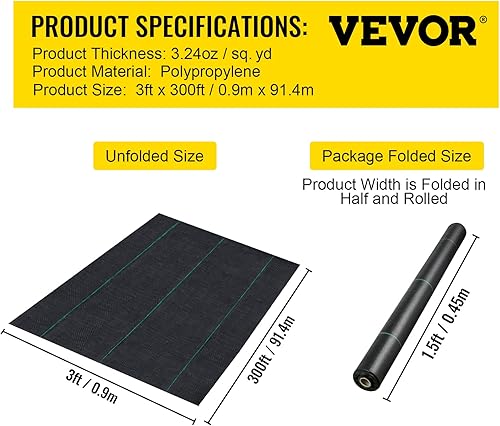 Vista 48 de Happybuy - Funda para suelo de tela geotextil resistente, no tejida para invernadero comercial, jardín, barrera, tapete para bloqueo