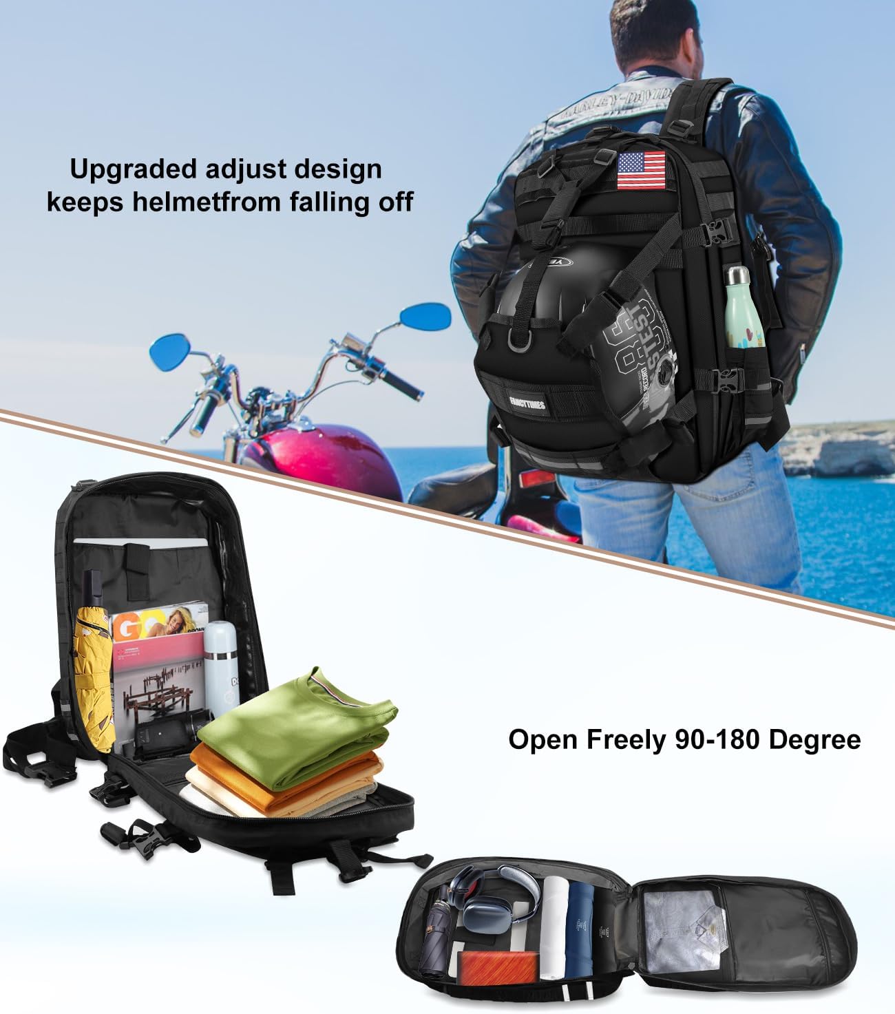 Motorcycle Cycling Helmet Backpack, Large Capacity Waterproof Helmet Holder, Storage Bag Hiking Backpack - Image 7