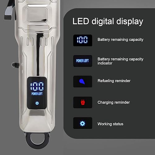 Miniatura 8 de Pilipane Professional USB Charging LED Display Electric Hair Clipper Trimmer Cutting Machine Styling Tool for Men Women Home Use ABS Material