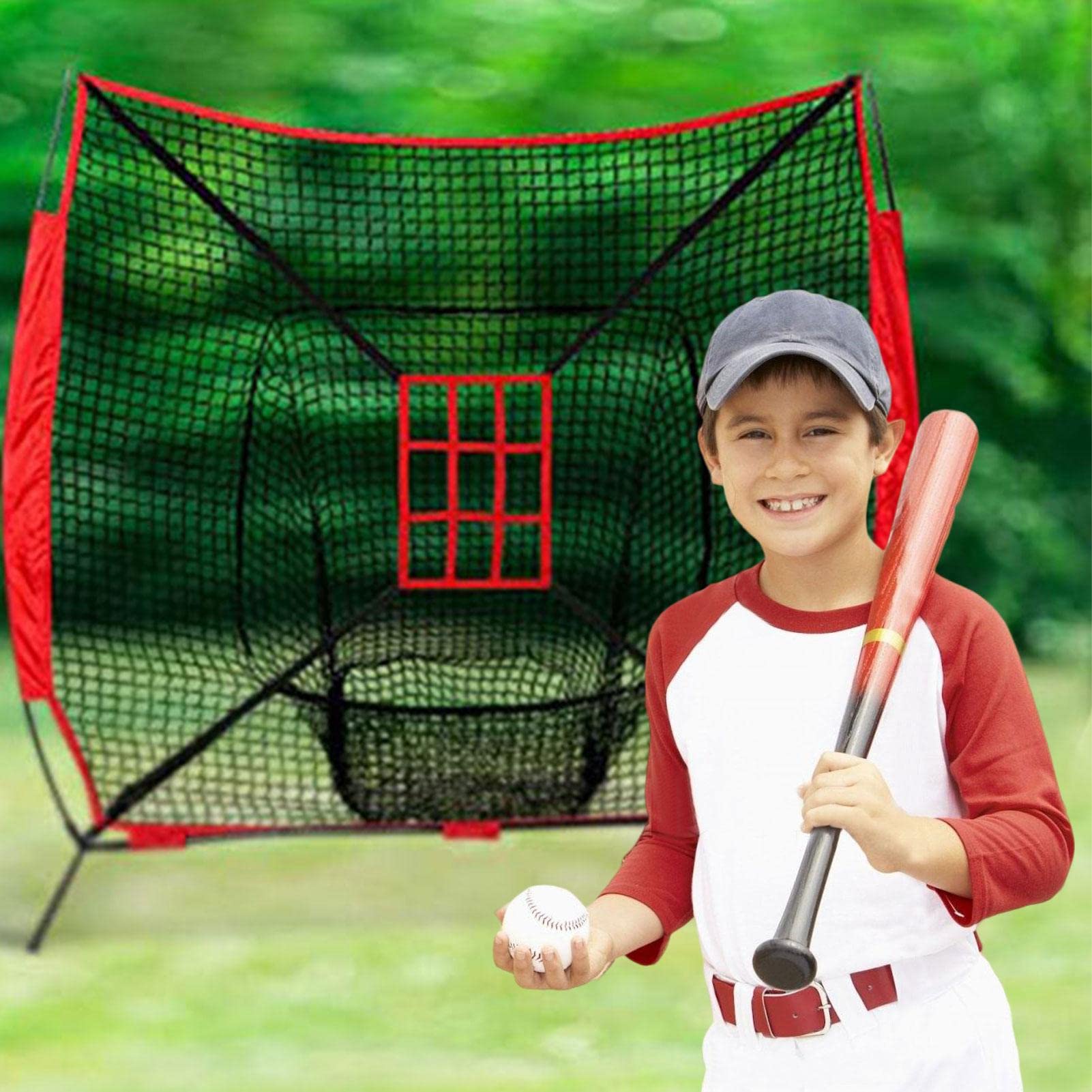 backlight Red de práctica de béisbol: red de entrenamiento portátil para picking batching batching batting, bloqueo de béisbol, red portátil para todos los niveles y niños