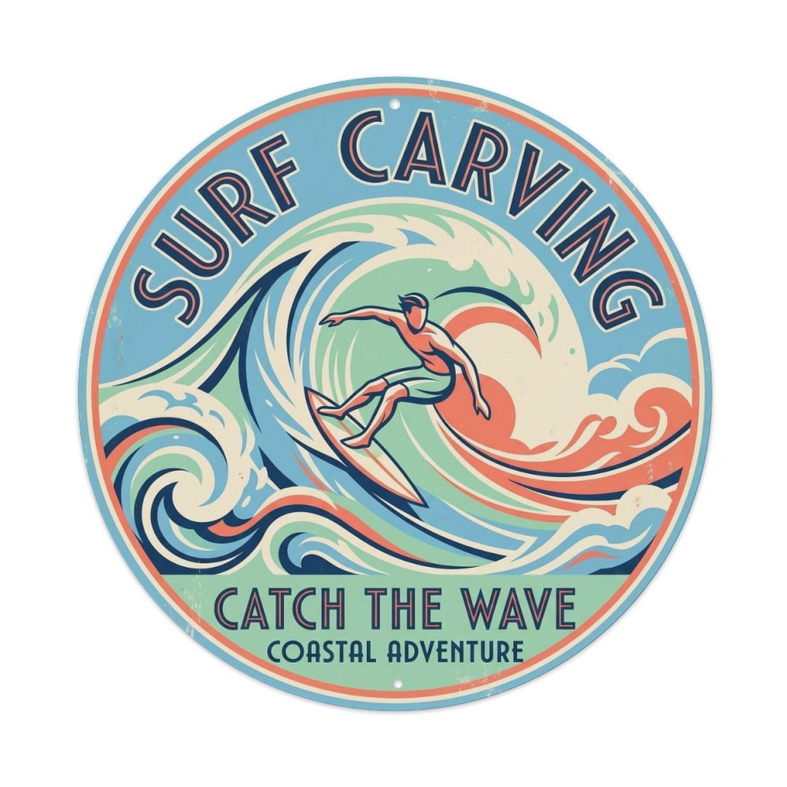 Surf Carving Hawaii North Pacific Beach Break Metal Tin Sign