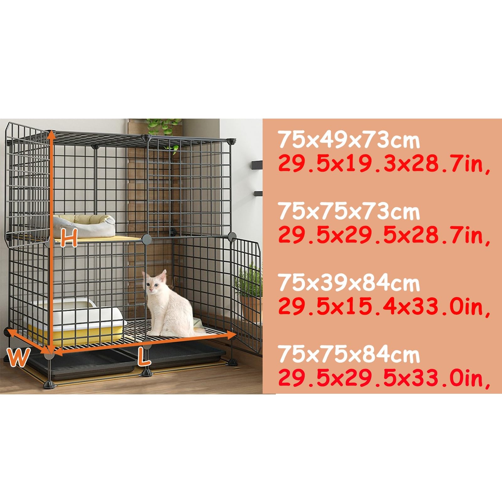 Gabbia per Gatti Fai-da-Te Gabbia per Gatti in Metallo Multistrato per Interni di Grandi Dimensioni Facile da Montare, Adatta per Piccoli Conigli, Gatti, Cuccioli, Gabbie per Cani, Piccoli a