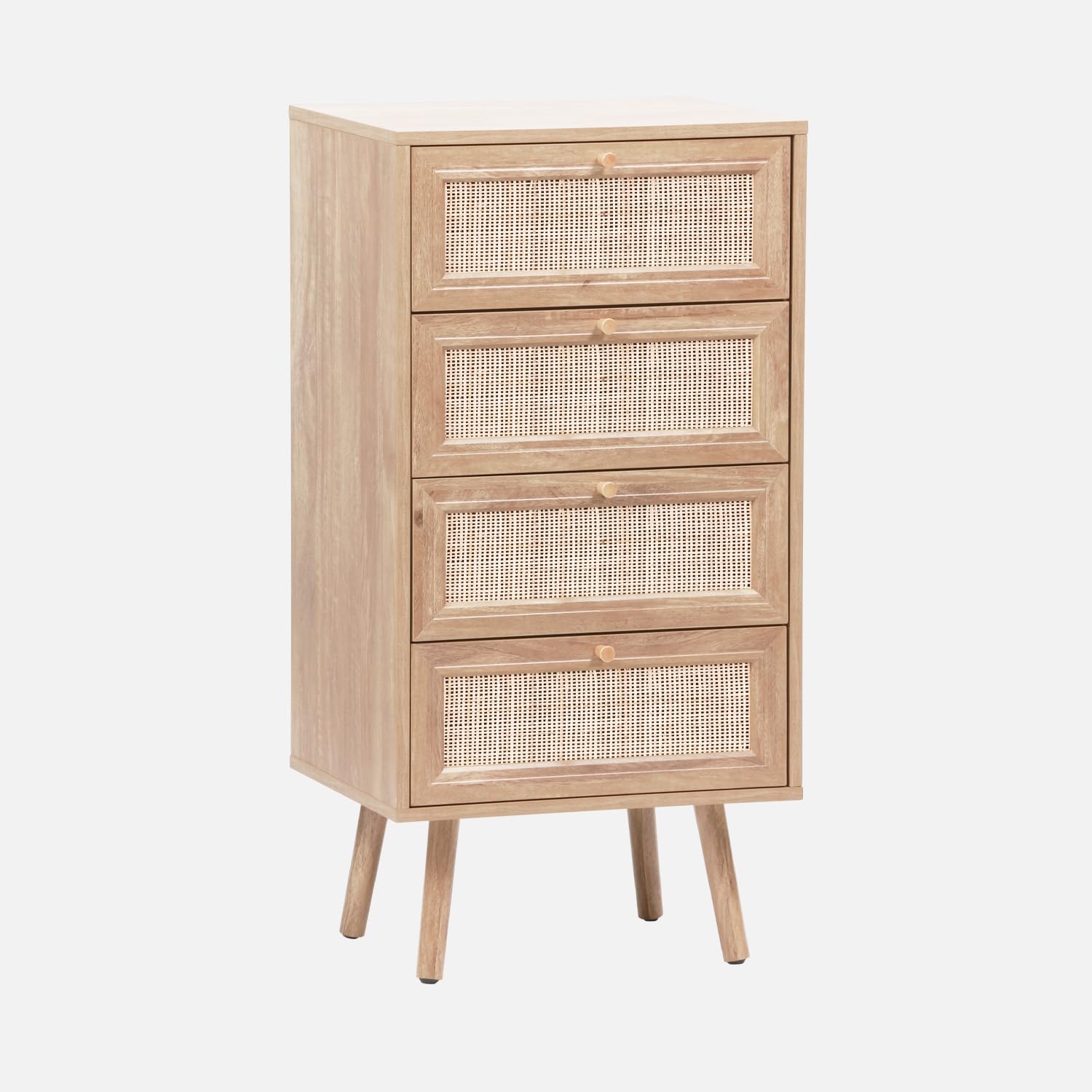 sweeek - Commode chiffonnier 4 tiroirs décor Bois et cannage