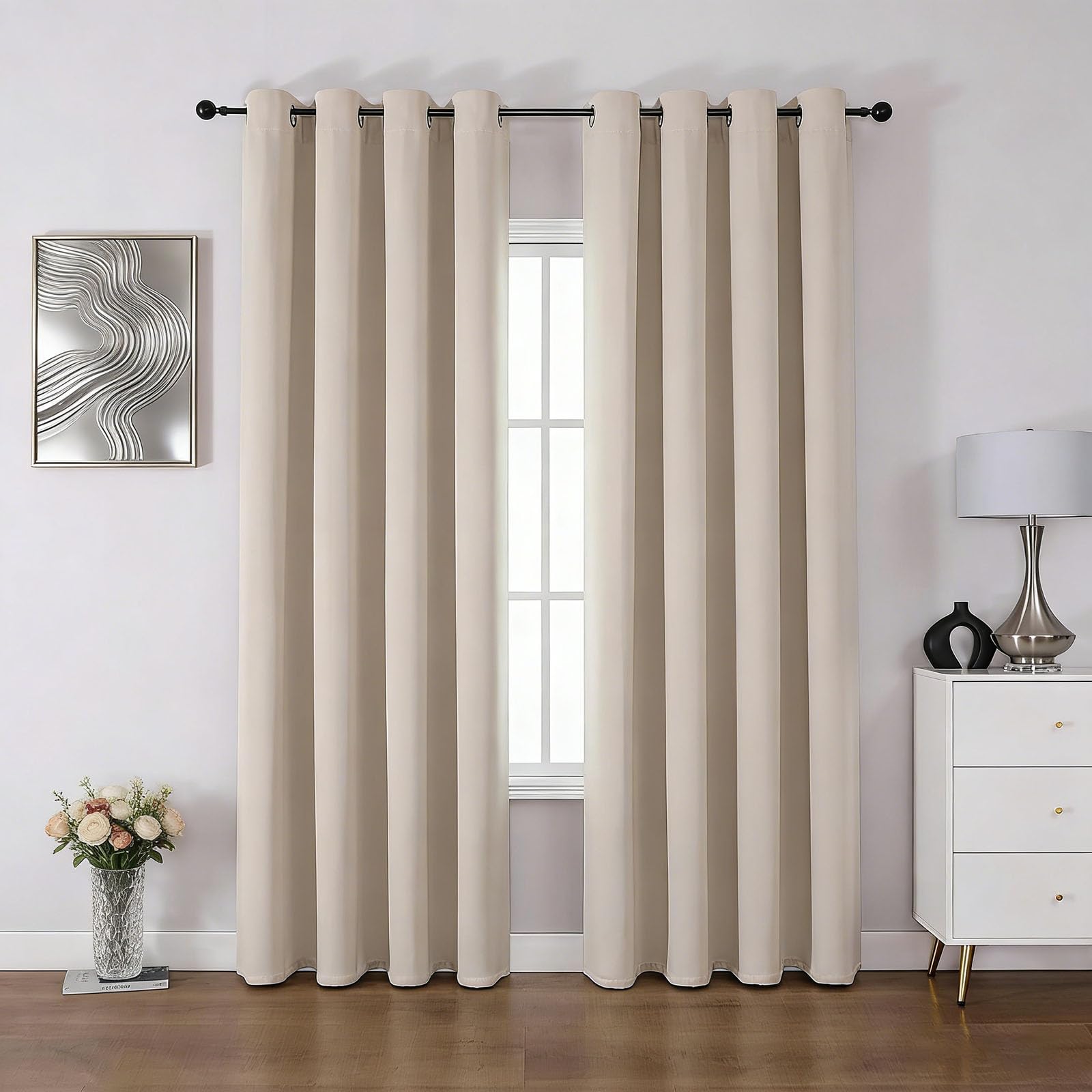 Rideau occultant thermique beige 140x140 pour une chambre parentale cosy et un salon tamisé