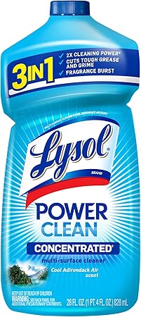 Lysol Power Clean Multi-Surface Cleaner, 2x Concentrated Pour, Cool Adirondack scent, 28 Fl Oz