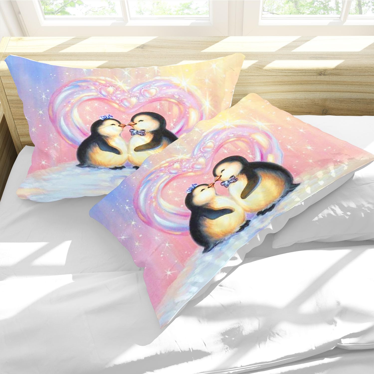 Kinderbettwäsche 135x200 Cm Mit Pinguin-Muster – 3-teilig, Mikrofaser, Reißverschluss, Waschbar