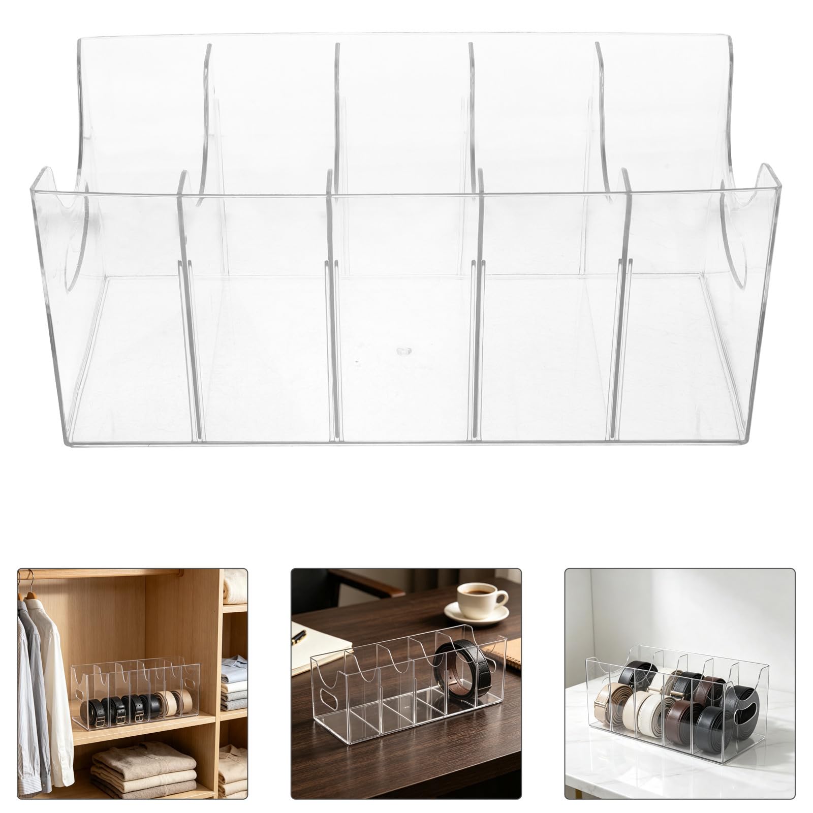 3 Pezzi Organizer per Cinture in Acrilico Trasparente con 5