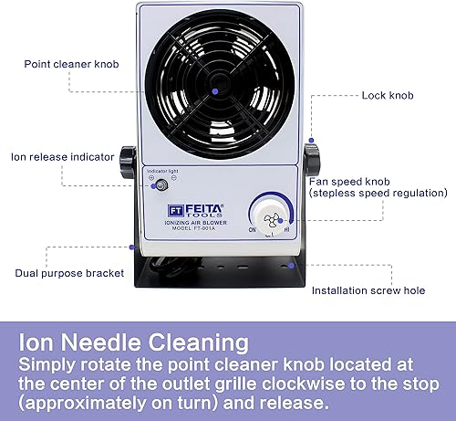 Miniatura 3 de FEITA Ionizer Air Blower ESD Ionizer Desktop Ionizing Air Blower Static Eliminator Anti-Static Ionized Fan AC110V
