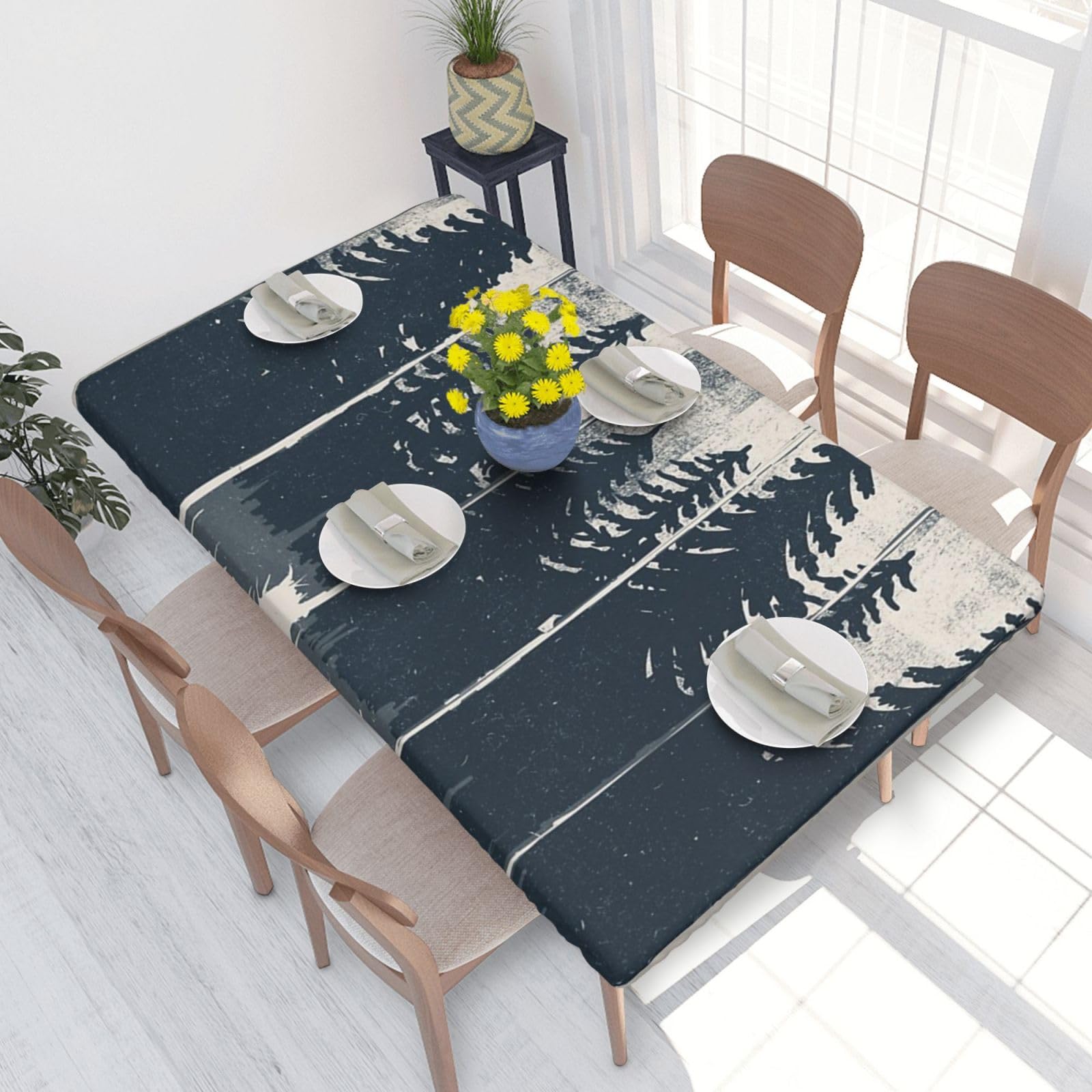 BNVSADC Wilderness Fox Art Printed 4FT Tablecloth 122x76 CM Polyester Kitchen Water Resistant Table Cloth Dining Table Decoration Table Covers
