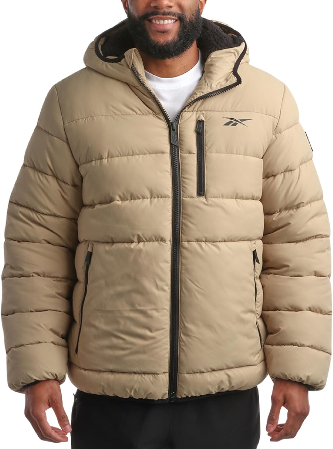 Reebok Mens Winter Jacket - Heavyweight Sherpa Lined Puffer Parka Mens Winter Coat - Insulated Quilted Ski Jacket for Men