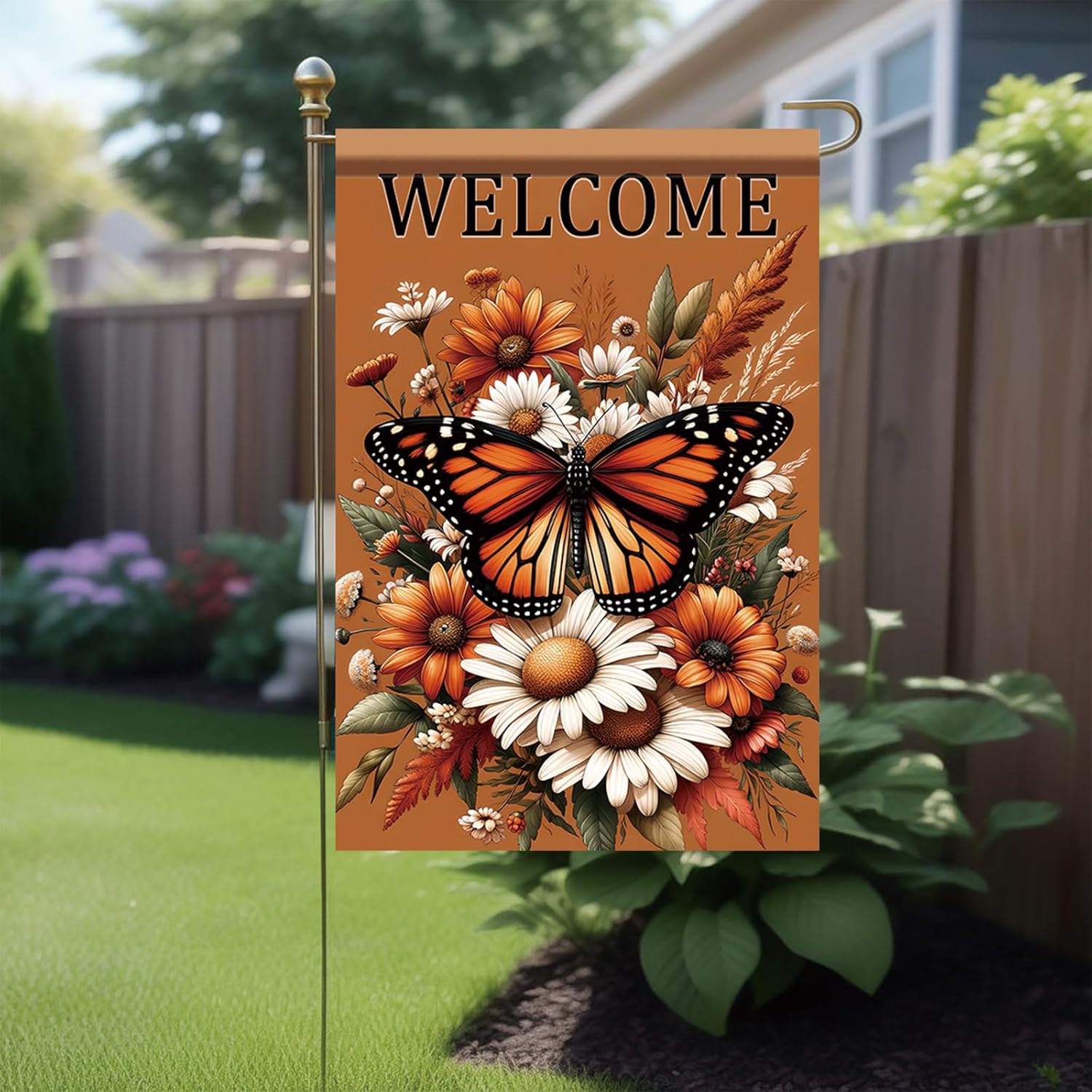 Fall Garden Flag Welcome Butterfly Flower Flag 12x18 Inch Double Sided Outdoor for Autumn Yard Decor Seasonal Small Sunflower Daisy Banner Thanksgiving Outdoor Decor - Image 4