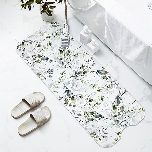 Miniatura 2 de Alfombra antideslizante de 40 x 16 pulgadas, extra larga, tapete de baño para bañera, tapete decorativo para bañera con orificios de drenaje,