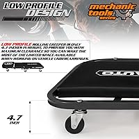 Vista 6 de M-AUTO Enredadera plegable en forma de Z de 2 en 1, silla rodante plegable para auto y asiento, 36" Silla de garaje ajustable con ruedas, capacidad