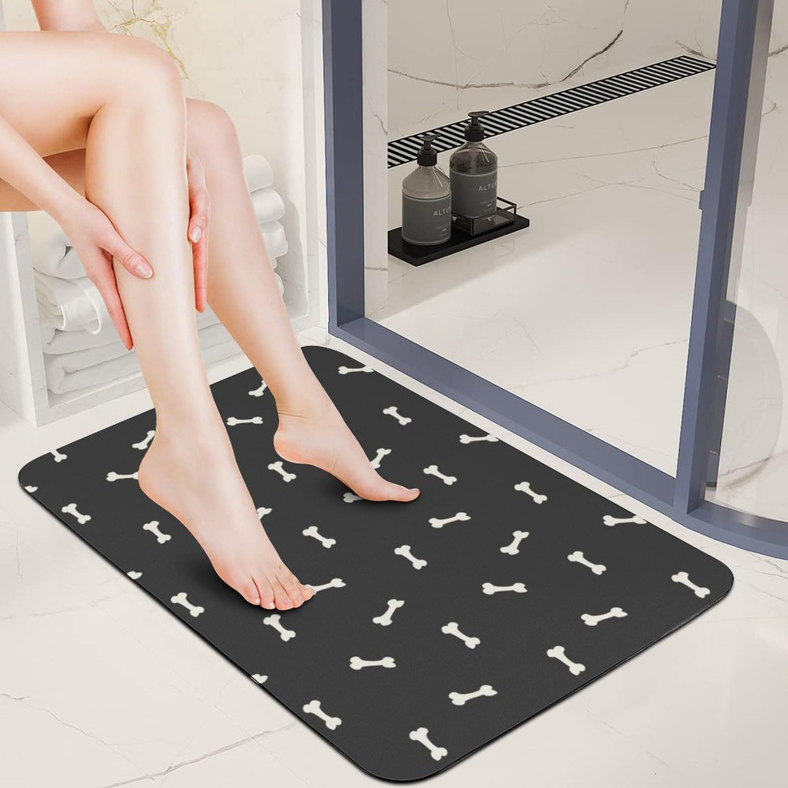 Tapis de bain en terre de diatomée ultra absorbant et antidérapant pour douche