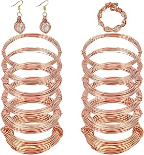BENECREAT 12 Rolls 196 Feet Dead Soft Copper Wire, 18/20/22/24/26/28 Gauge Solid Bare Copper Wire for Jewelry Making, Gem Wrapping
