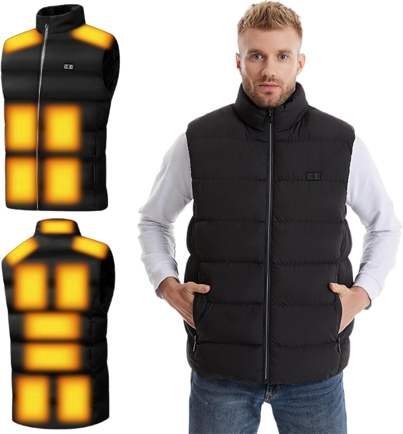 Unisex Heated Vest, 15 Zones Rechargeable Heated Vest Men Women Outdoor Sport Heating Jacket for Hunting Camping