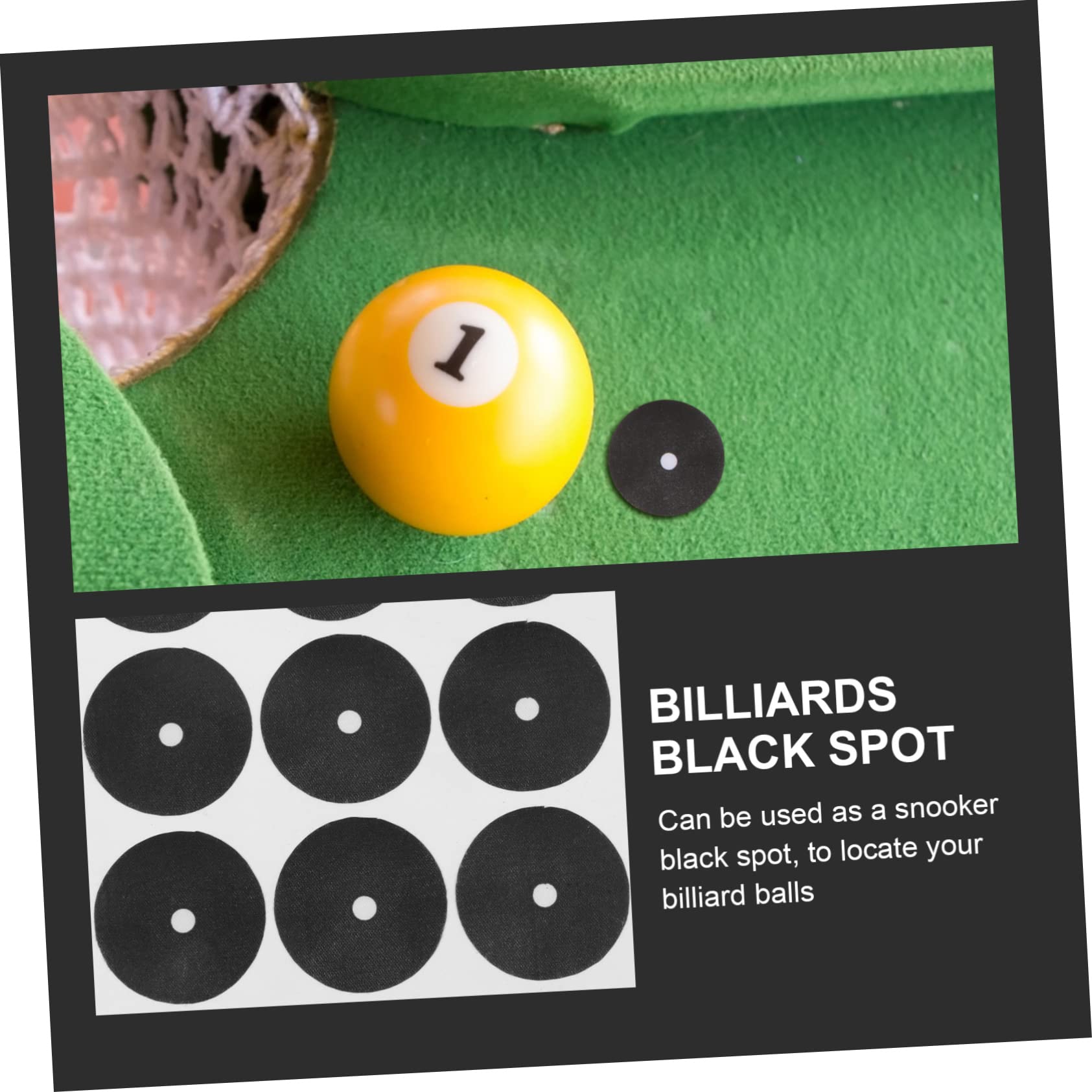 HEMOTON 2sets 2 Sheets Billiard Table Marker Dots Self Adhesive Snooker Spots for Ball Positioning Durable Black Stickers Protect Pool Cloth Easy to Use Compact for Convenient 2sheets*2