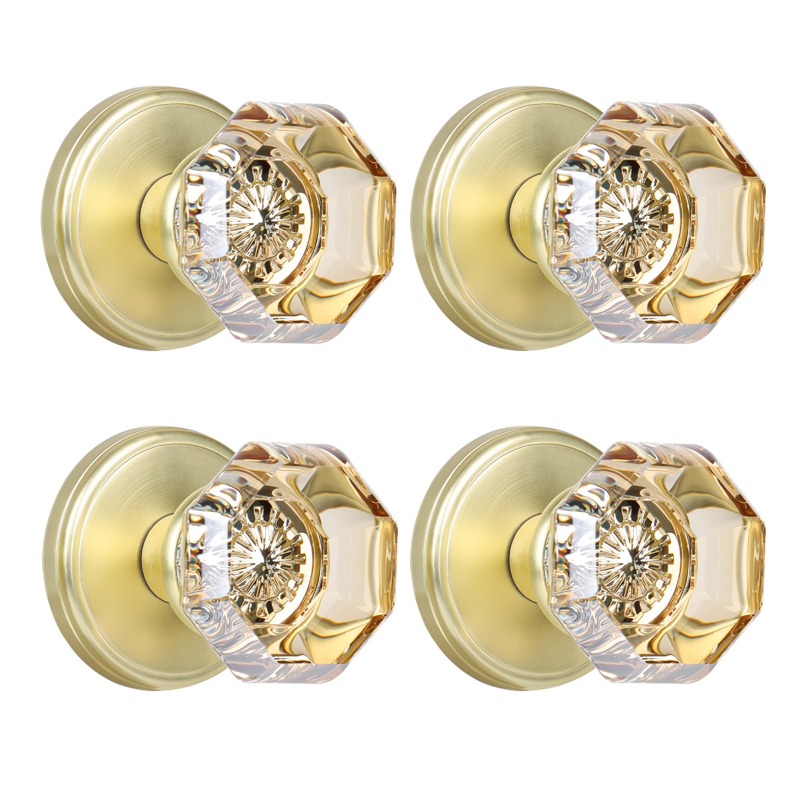 Vintage Brass Glass Door Knobs - Lock Included -19