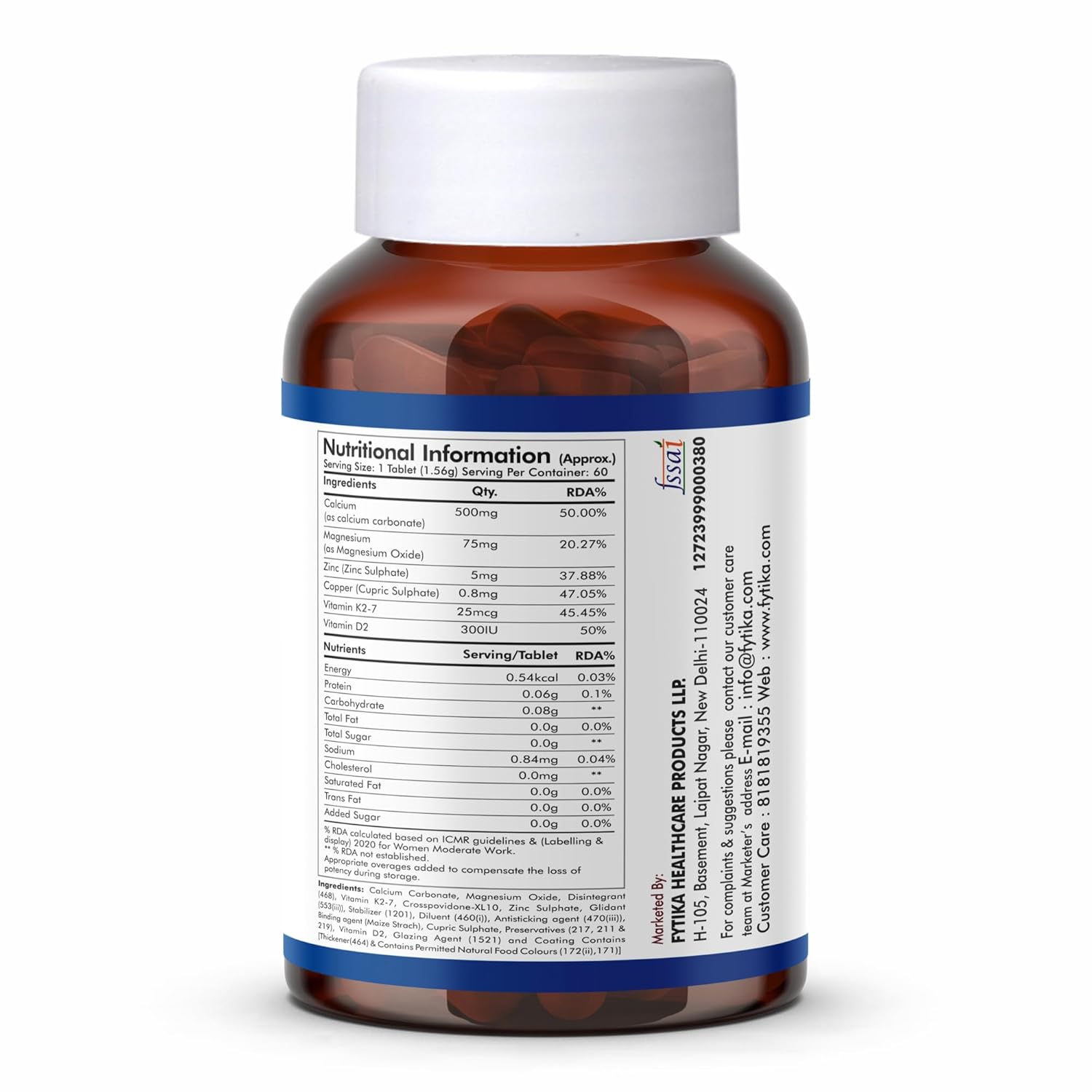 FYTIKA HEALTHCARE PRODUCTS Strong Bones Tablet|Calcium 1000Mg+Vitamin D3 400Iu Supplement With Magnesium,Zinc,Coper&Vitamin K2 For Complete Bone,Joint&Muscle Health-Women & Men(Pack Of 1), 100 grams FYTIKA HEALTHCARE PRODUCTS Strong Bones Tablet|Calcium 1000Mg+Vitamin D3 400Iu Supplement With Magnesium,Zinc,Coper&Vitamin K2 For Complete Bone,Joint&Muscle Health-Women & Men(Pack Of 1), 100 grams