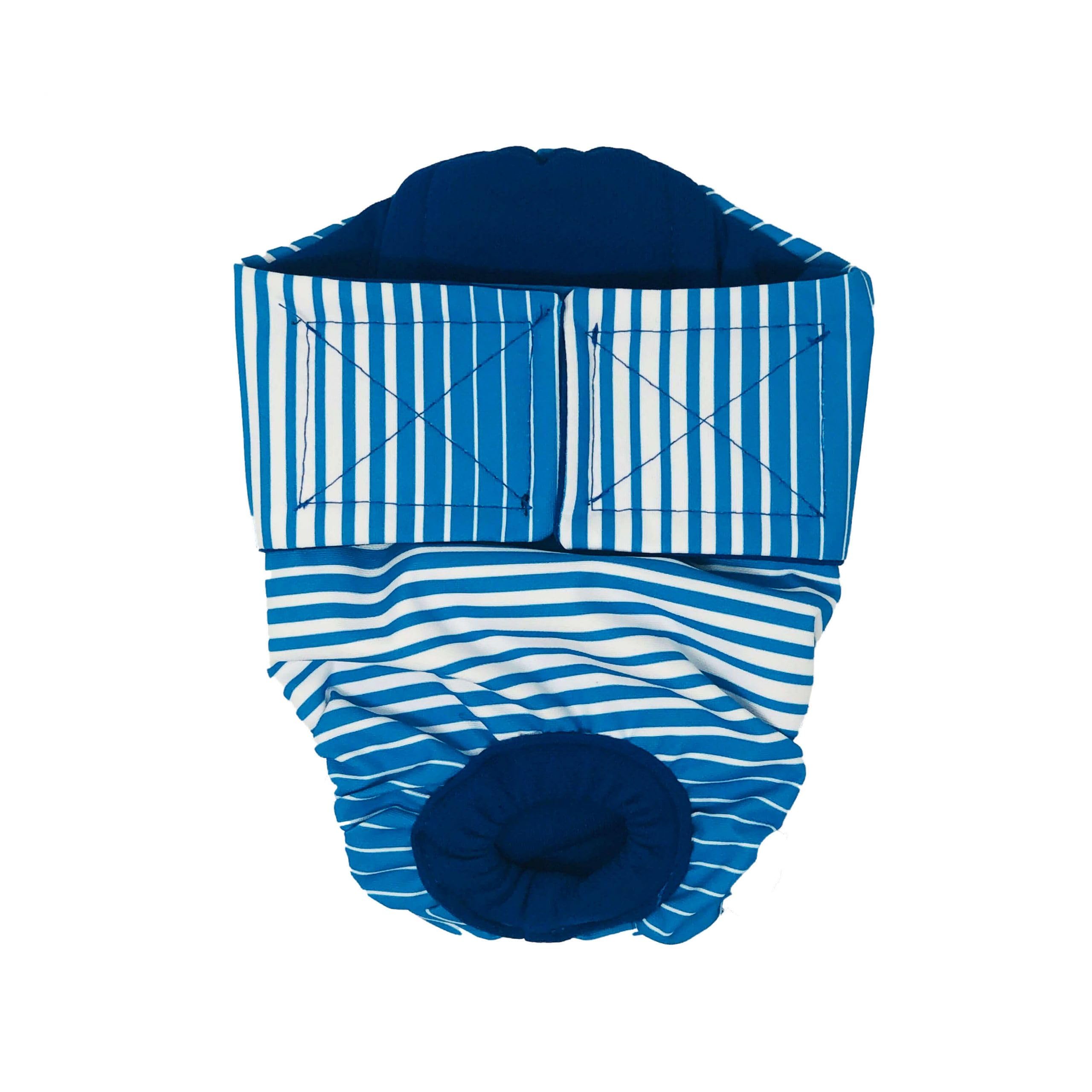 Swim Diapers for Hydrotherapy Dogs - Made in USA - Blue Stripes Waterproof Swim Diaper for Dogs, XL, Without Tail Hole