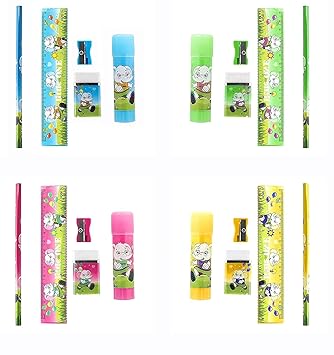 Verbier SEt Of 4 Pieces Birthday Party Favour Stationary Kit Mix Stationery Kit For Kids Pack of 1 (m2)