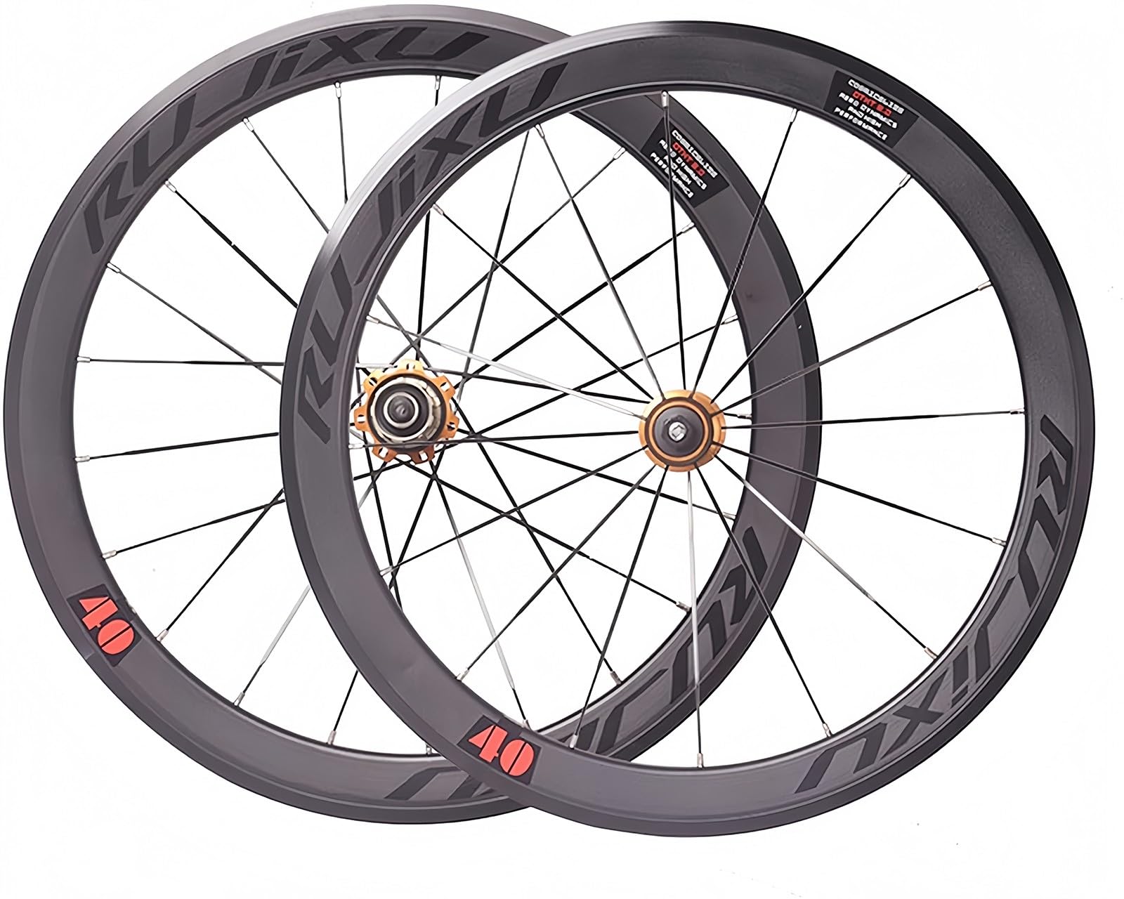 Juego de Ruedas para Bicicleta Plegable Pequeña, Llantas de Ciclismo de 40 Mm de Altura, Ruedas Delanteras y Traseras de 20 Pulgadas (22 Mm) con Buje de Freno V-Brake.