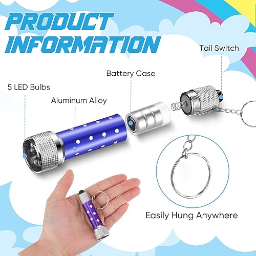Miniatura 4 de 100 llaveros de mini linterna, 5 bombillas, linterna LED, llavero LED de bolsillo brillante, mini linterna de juguete para niños, recuerdos de