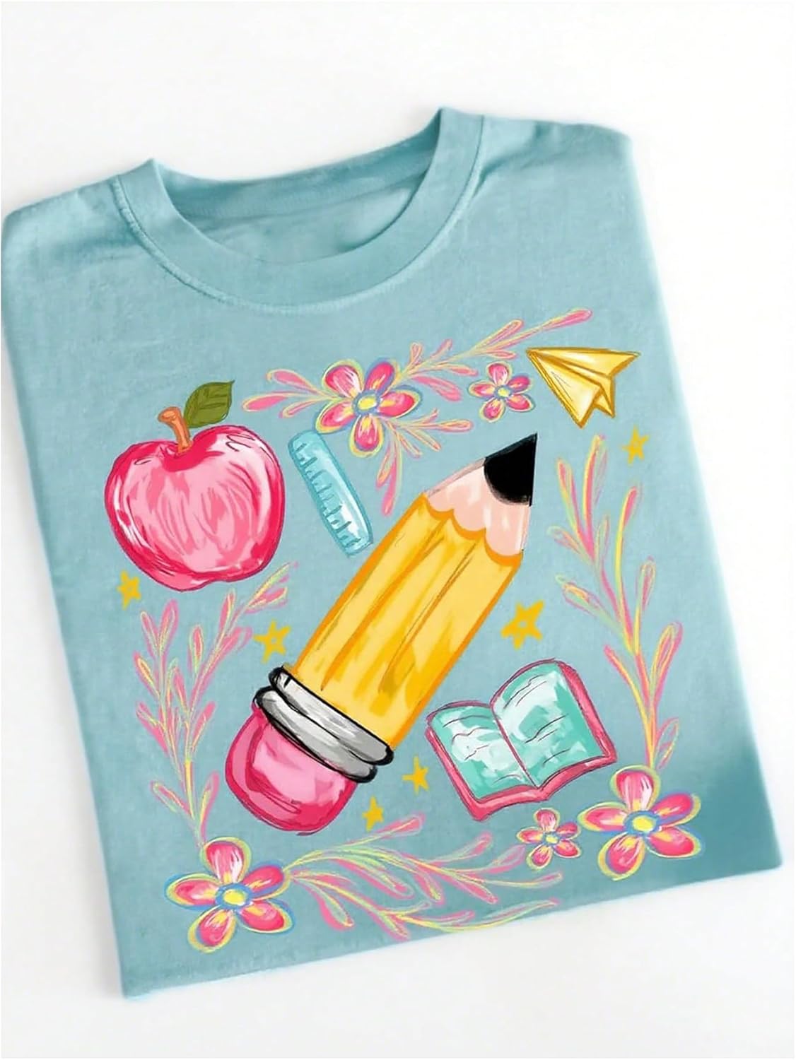 SOLY HUX Women's Teacher Shirts Pencil Graphic Tees Short Sleeve T Shirt Cute Summer Tops - Image 3