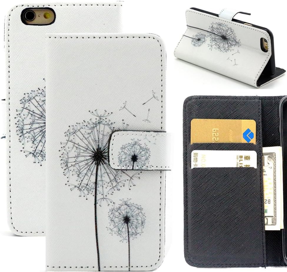 6S Case,iPhone 6s Case,Wild Wolf Wallet Case Fashion Design with Card Slots and Cash Compartment for iPhone 6 (4.7 inch Display) - [Stand Feature] PU Leather Slim Stand Case Cover for iPhone 6/iPhone 6s (2015)(dandelion)