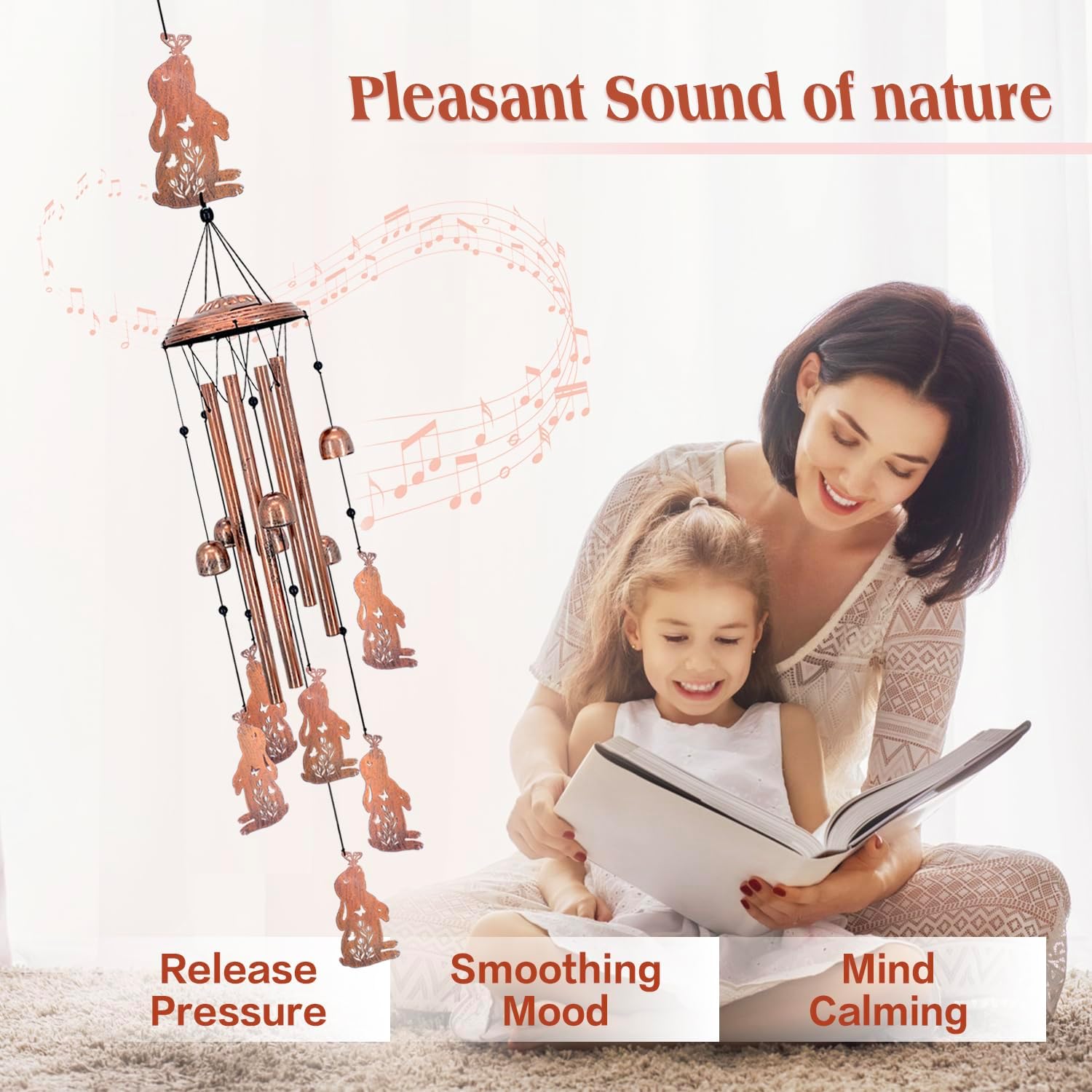 Bunny Wind Chimes for Outside,Bunny Gifts for Women/Men/Sympathy/Memorial Gifts/Birthday Festival Metal windchimes Outdoors/Indoors,Patio,Garden Decor,Home,Yard