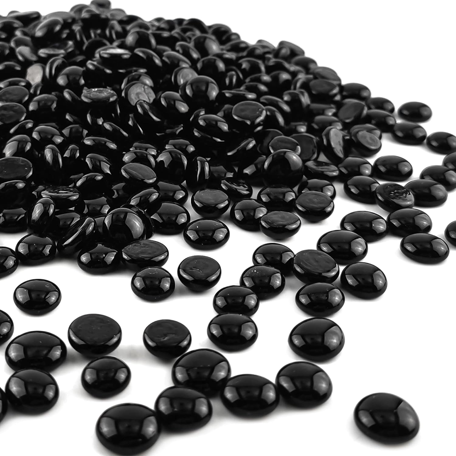 CYS EXCEL 5LBS Black Glass Gemstone Beads Vase Fillers Flat Marble Beads Multiple
