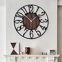 Vista 26 de LEIKE Relojes de Pared LED Grandes, Silenciosos, Sin Tictac, Funcionan con Pilas, Rústico Redondo Moderno Gran Reloj de Pared de Madera para Sala