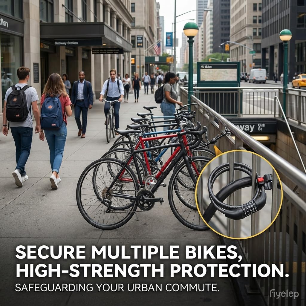 Bike Cable Lock for Electric Bicycles - 5-Digit Resettable Combination Lock, Waterproof and Durable, Ideal for Secure Parking, Easy to Use