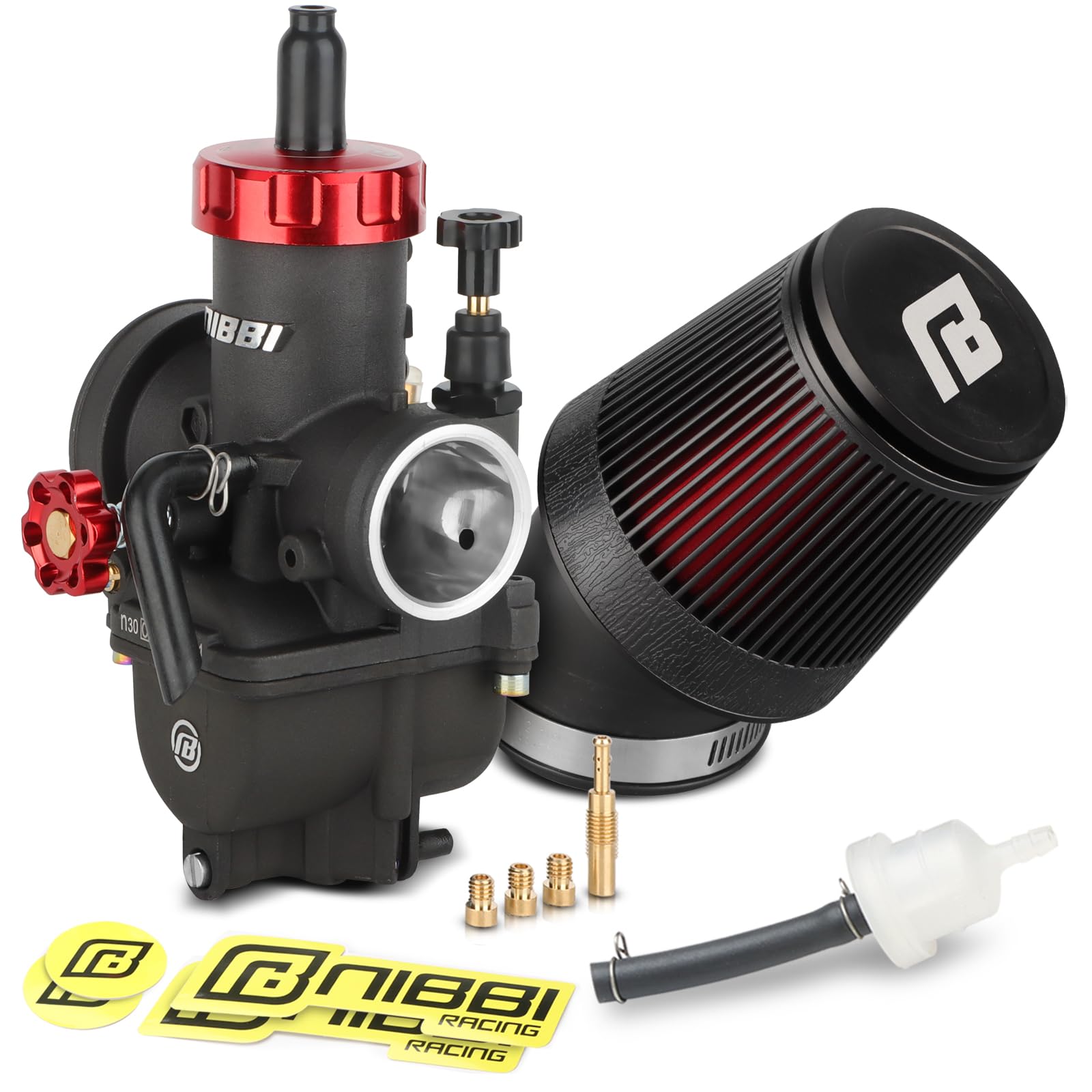 NIBBI 30mm Carburetor with CNC 48mm Air Filter kit,PE30 Carburetor fit for 250cc Dirt Bike,Upgrade for SSR 250/Xpro 250/Apollo 250/taotao 250 Performance Parts