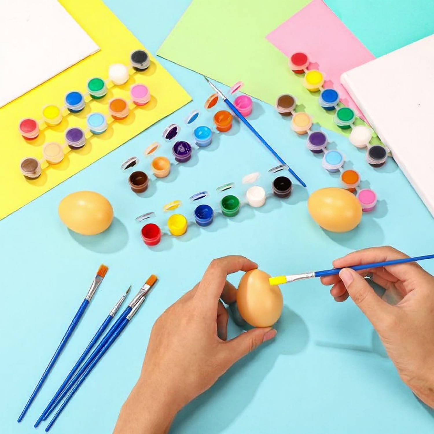 Qilery Set di 1400 mini colori acrilici, 100 pezzi, 12 colori, 2 ml, strisce di vernice acrilica, 100 pennelli piatti per pittura, 100 pennelli a punta, per bambini e adulti, per casa, classe, feste