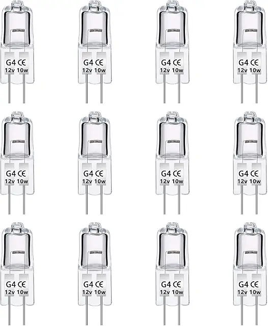 G4 LED Halogen Bulbs 12-Pack - 12V 10W Dimmable Warm White 2700K