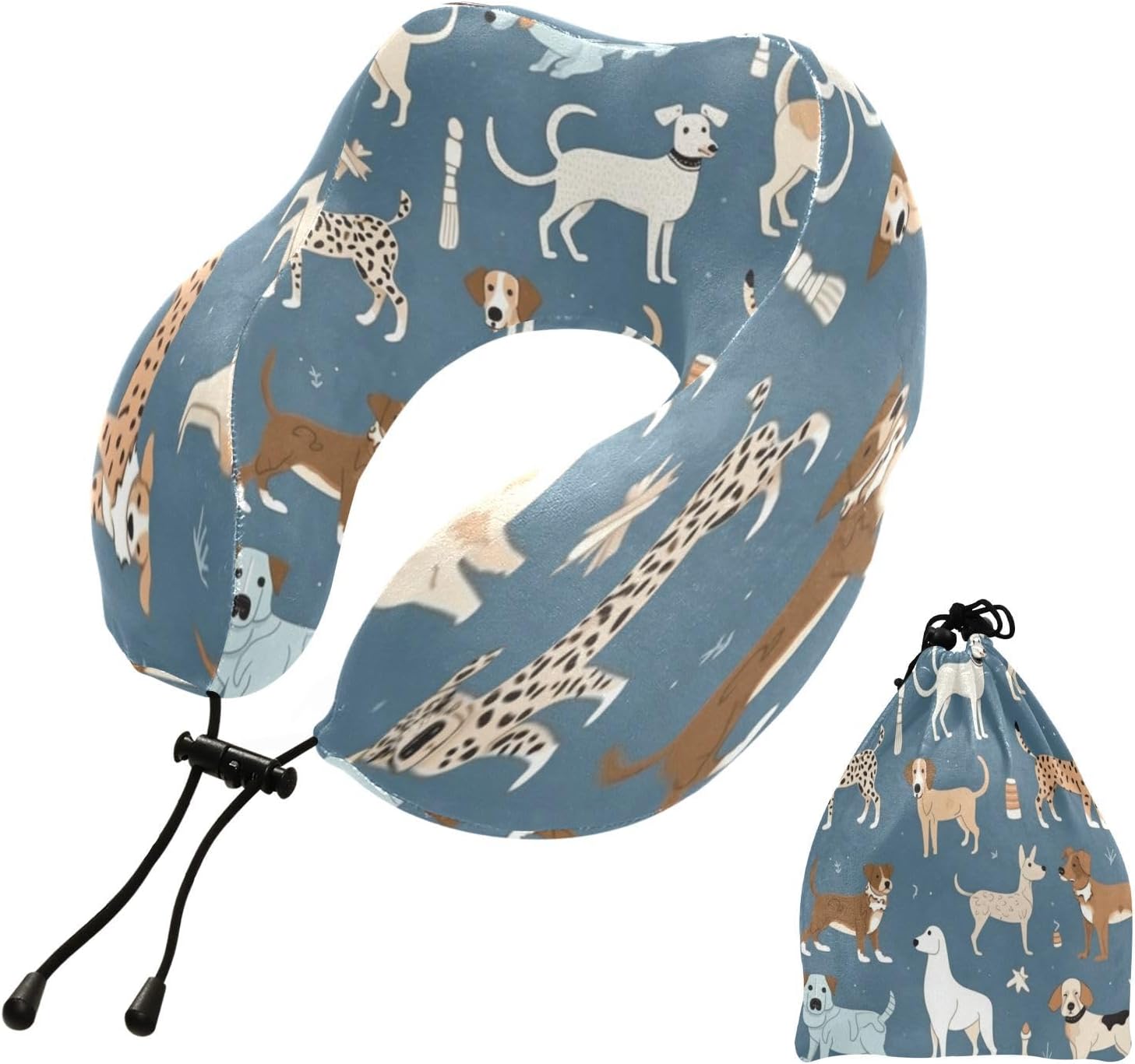 Kigai Animal Dogs Memory Foam Travel Pillow,Neck & Head