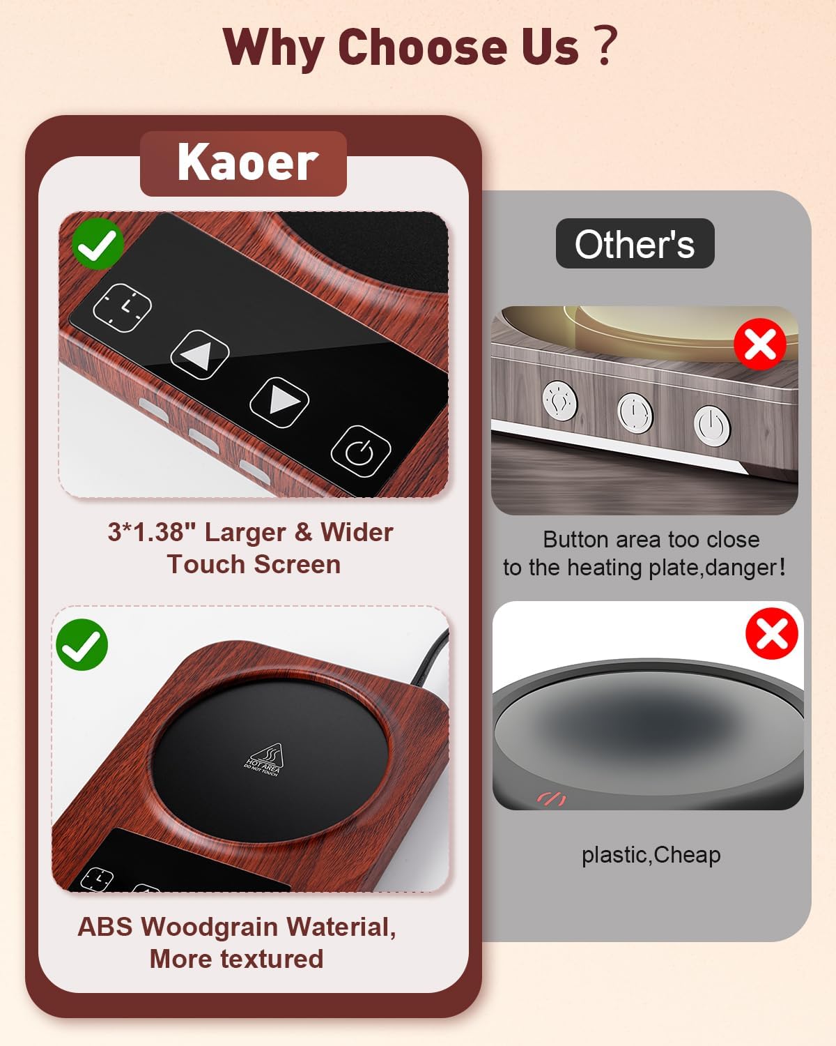 Mug Warmer, Cup Warmer for Desk with 15oz Coffee Mug, 36W Electric Coffee Cup Warmer with Auto Shut Off, 9 Temperature Setting Smart Cup Warmer for Heating Coffee, Milk, Beverage, Candle Jar