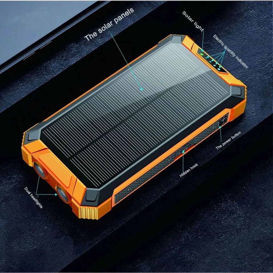 Miniatura 7 de Cargador solar Banco de energía solar, batería externa portátil, batería de respaldo rápido, inalámbrico, clasificación real, 10000 mAh, 4 cables